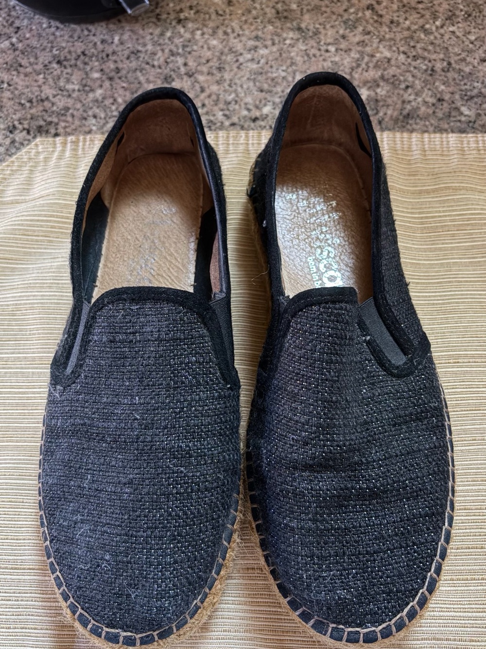 Women's Black Slip-On Espadrille Flats